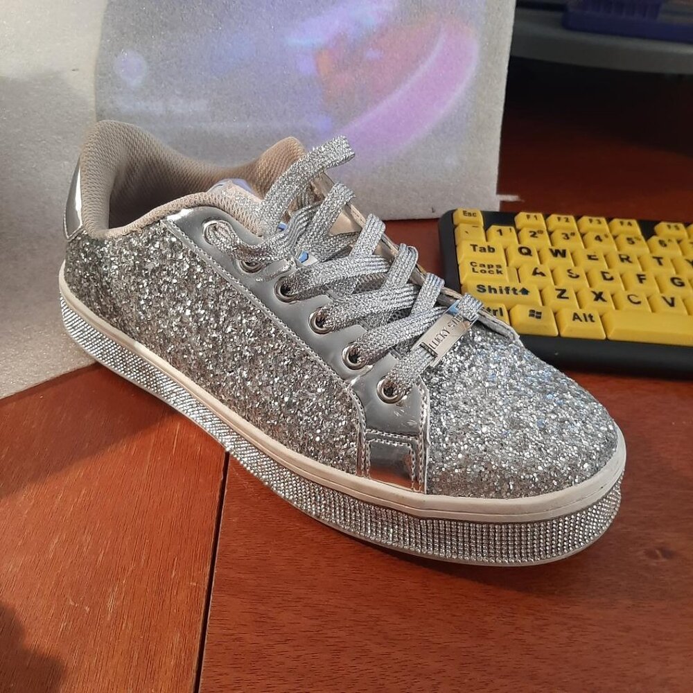 Lucky Step WMN Platform Glitter Sparkling Shiny Bedazzled Sneaker Sz 10 PreLoved